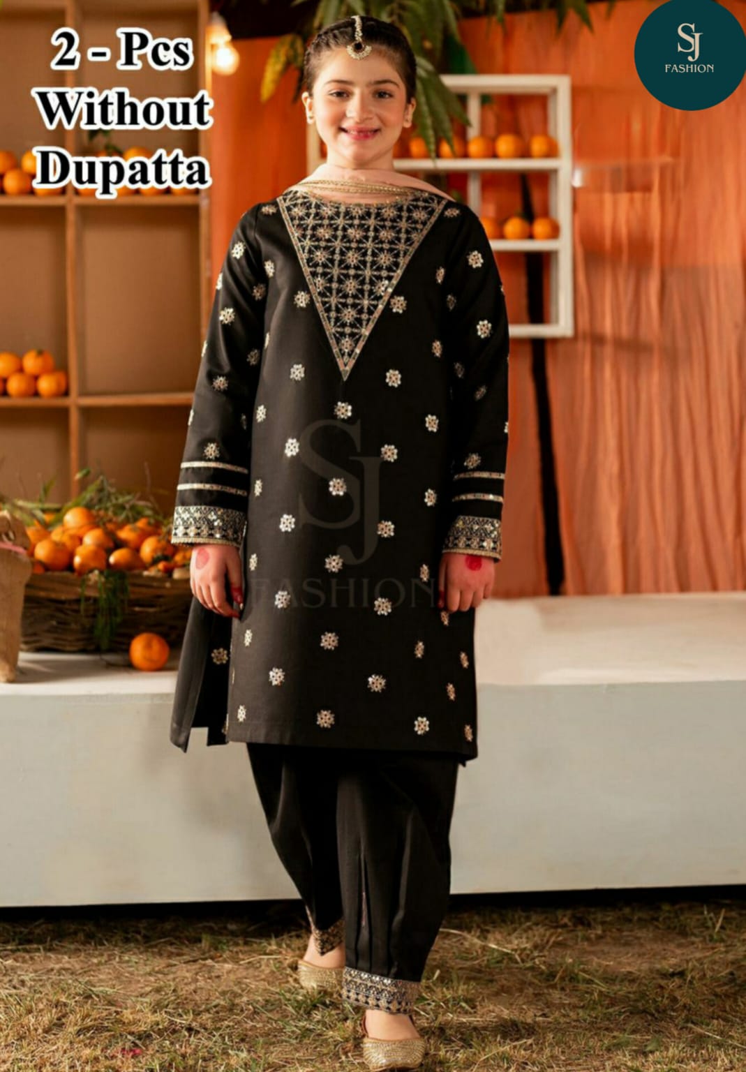 2Pcs Front Sequence Embroidered Shirt