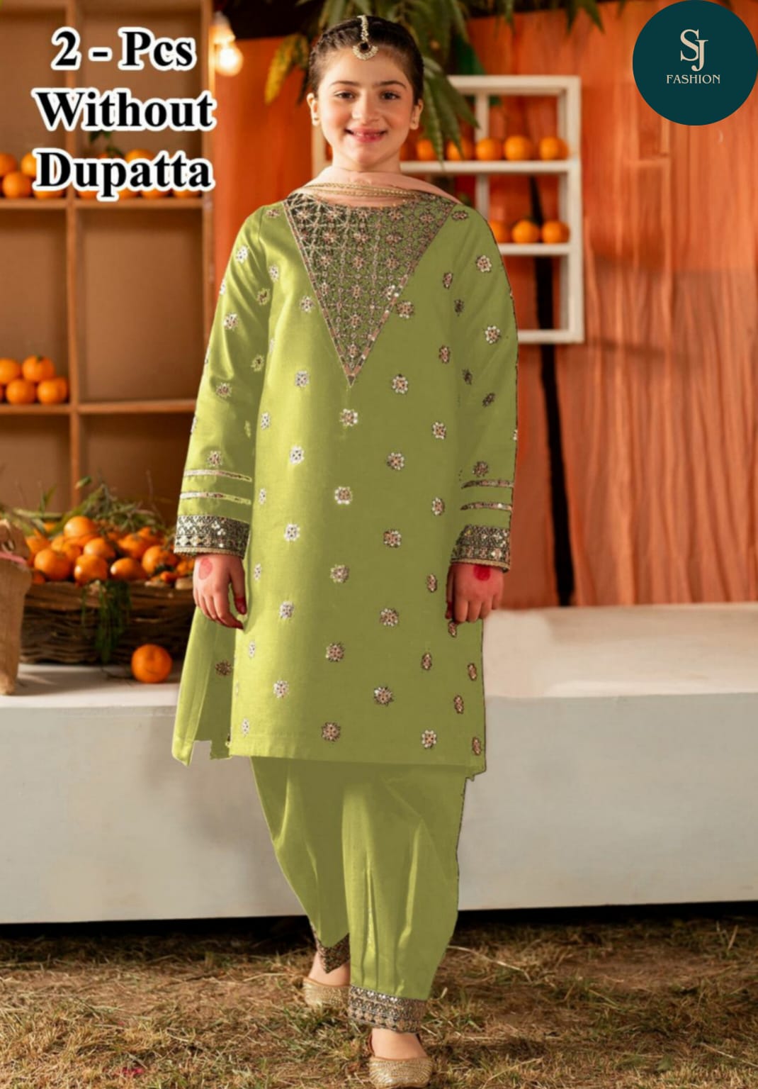 2Pcs Front Sequence Embroidered Shirt
