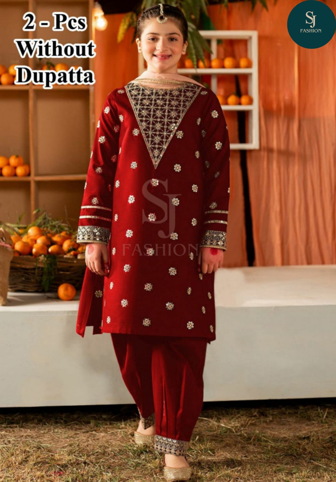 2Pcs Front Sequence Embroidered Shirt