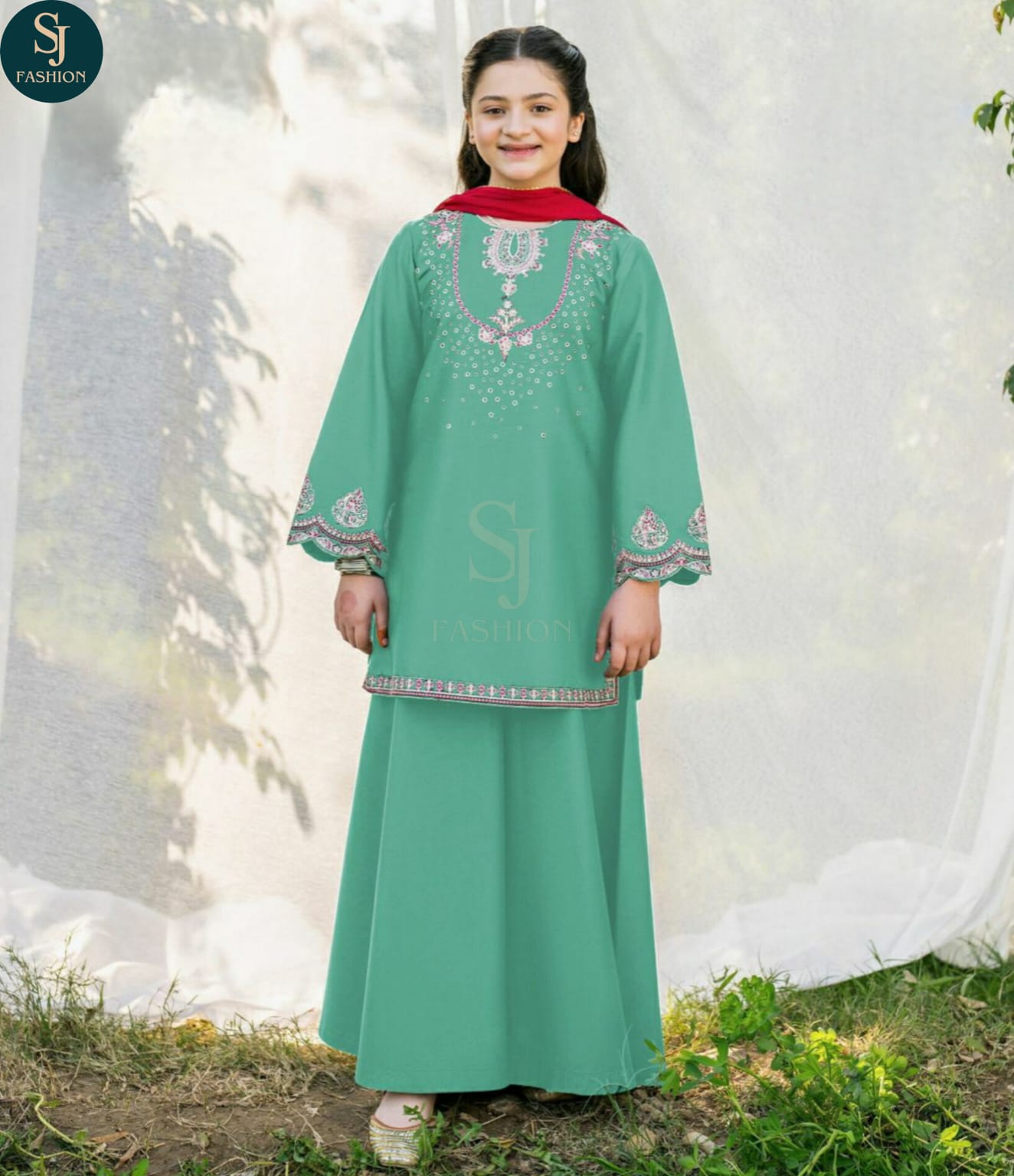 2PCS  EMBROIDERED  COTTON SUIT