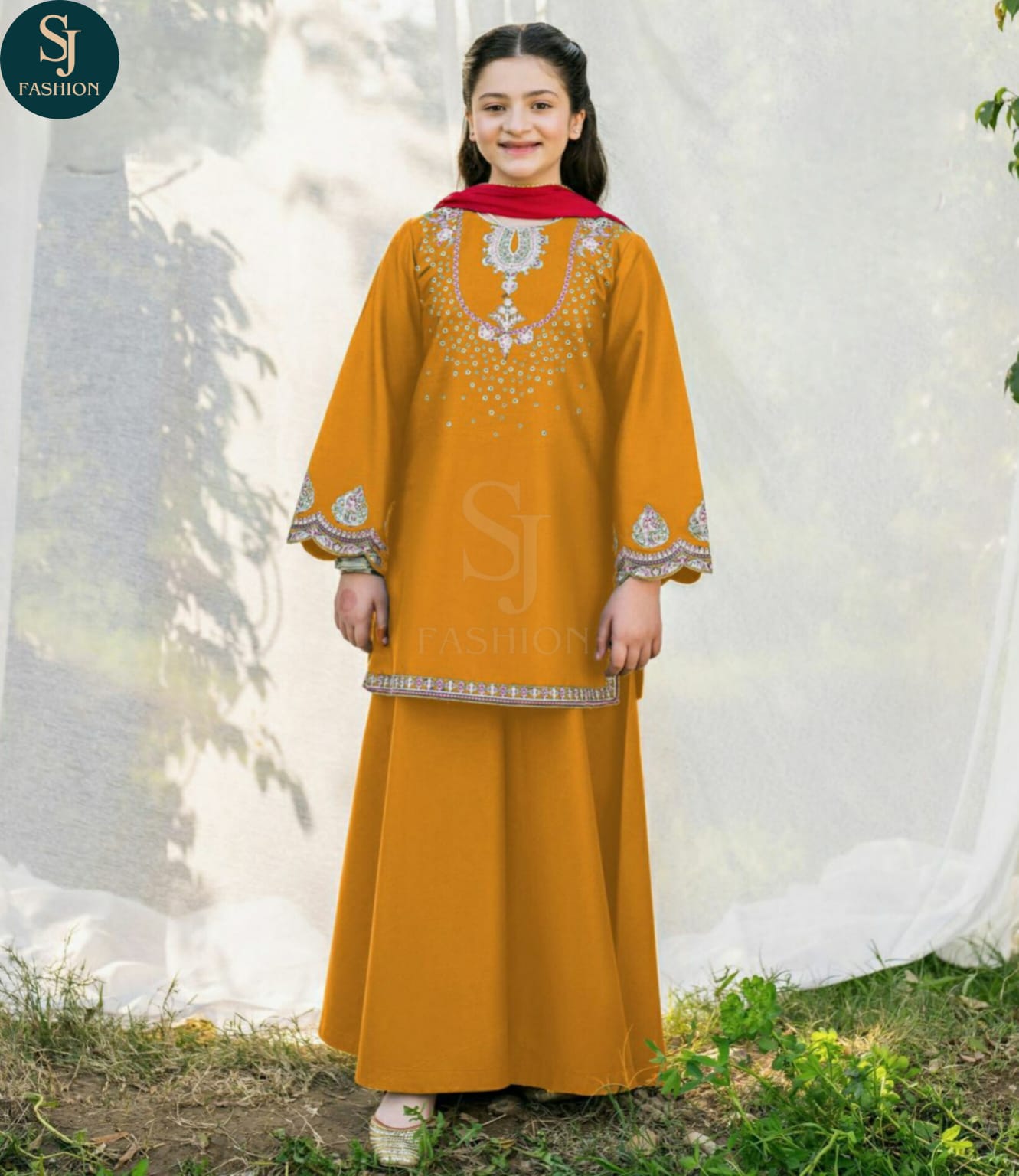 2PCS  EMBROIDERED  COTTON SUIT