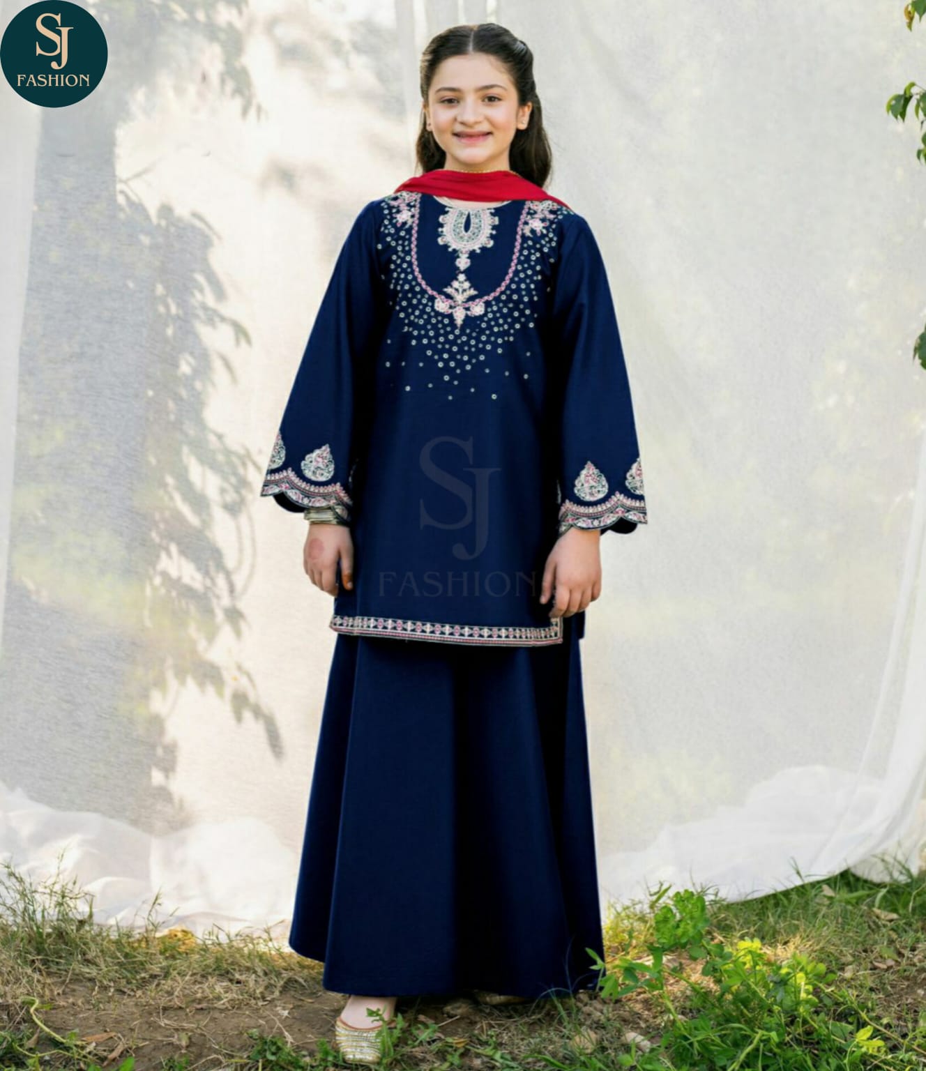 2PCS  EMBROIDERED  COTTON SUIT