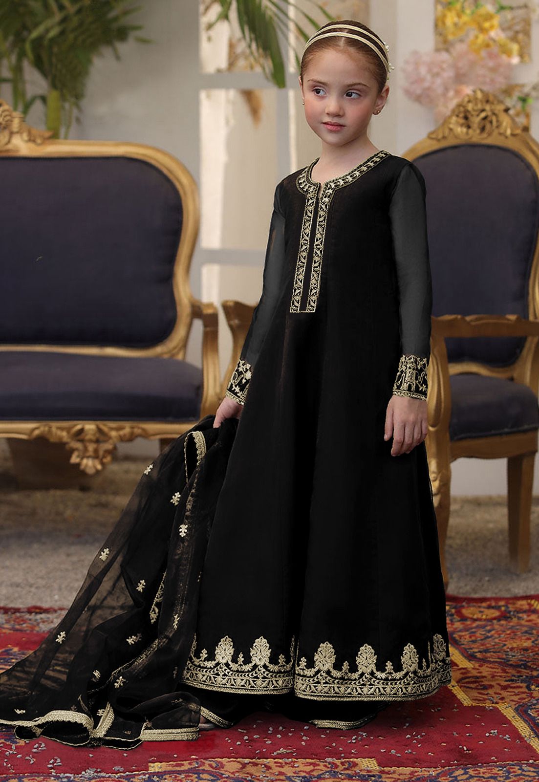 Shahi Embroidered 3-Piece Kids Maxi Set