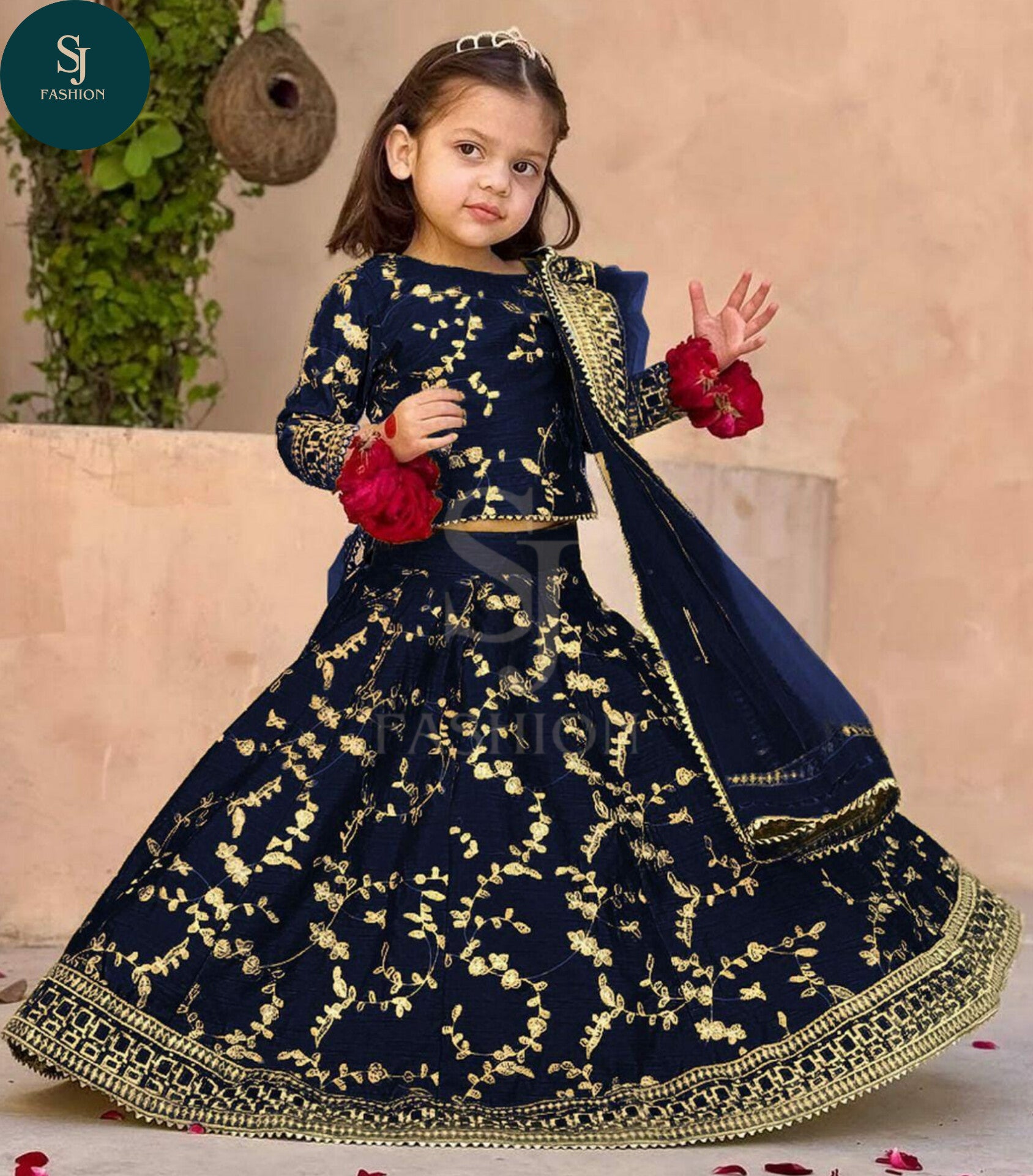 3Pcs Front Embroidered